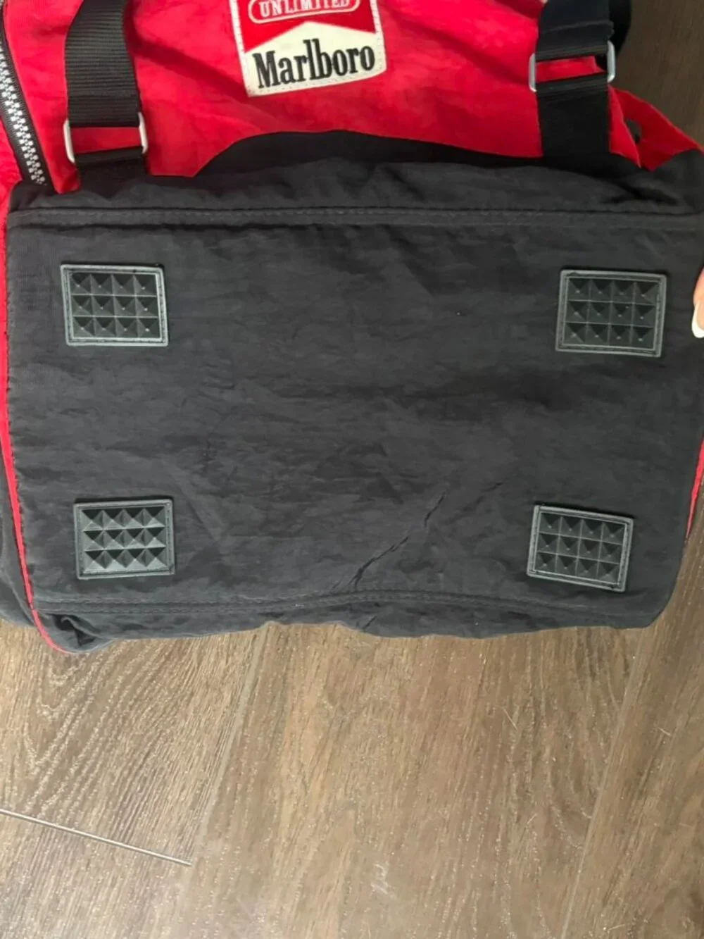 Marlboro red and black duffle bag with logo  vintage 1990s Marlboro Unlimited